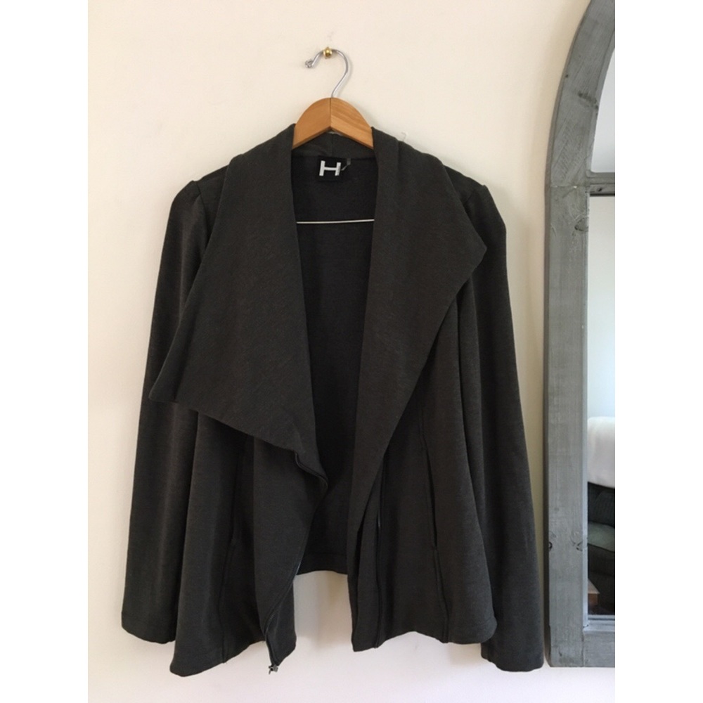 H by Bordeaux Asymmetrical Jacket with Pockets
